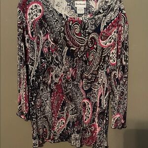 BonWorth Paisley Blouse - Pink, Black, and White